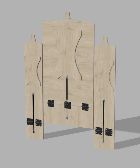 Væghængt klapbord med separate bænke højde 72cm